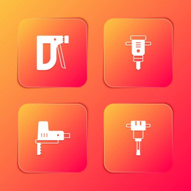 İnşaat zımbası, kaya matkabı, elektrikli yapboz ve ikon. Vektör