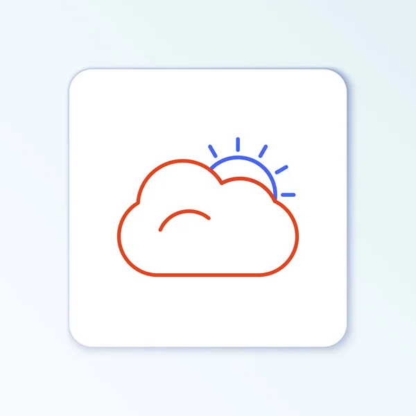线条太阳和云天气图标孤立在白色背景 五彩缤纷的概念 — 图库矢量图片