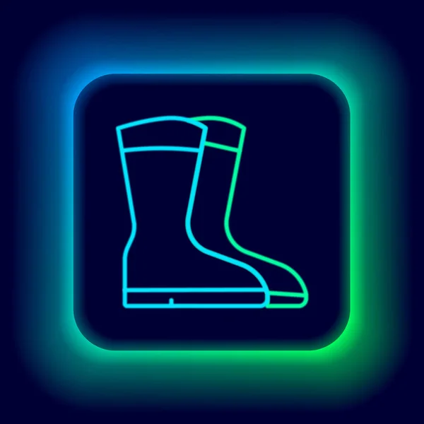 Glowing Neon Line Fishing Boots Icon Isolated Black Background Waterproof — Stock Vector