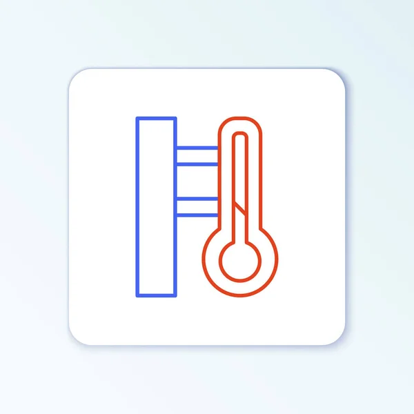 Linje Meteorologi Termometer Mätning Ikon Isolerad Vit Bakgrund Termometerutrustning Som — Stock vektor