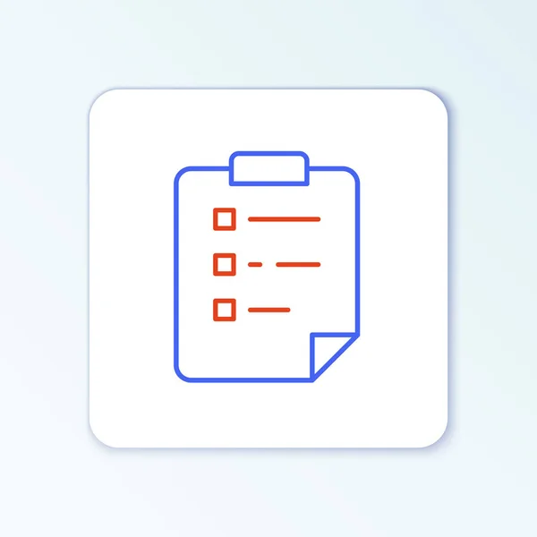 Portapapeles Línea Con Icono Lista Verificación Aislado Sobre Fondo Blanco — Archivo Imágenes Vectoriales