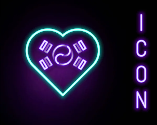 Leuchtende Neon Linie Love Korea Emblem Mit Herz Der Nationalflagge — Stockvektor