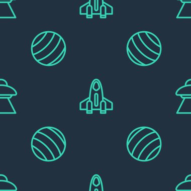 Roket gemisini, Gezegen 'i ve UFO' yu kusursuz bir yörüngeye oturtun. Vektör