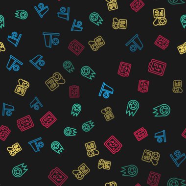 Futbol topu, futbol, fan kulübü ve kusursuz şablon üzerine plan stratejisi olan bir çizgi golü. Vektör