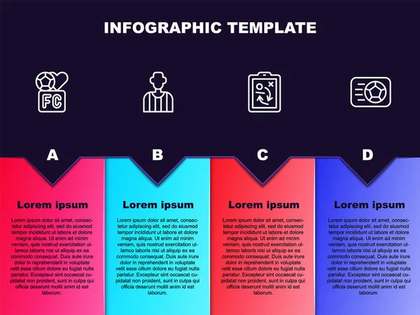 Setzen Sie Linie Fanclub Fußball Fußball Oder Fußball Schiedsrichter Planungs — Stockvektor