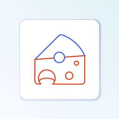 Çizgi Peynir simgesi beyaz arkaplanda izole edildi. Renkli taslak konsepti. Vektör