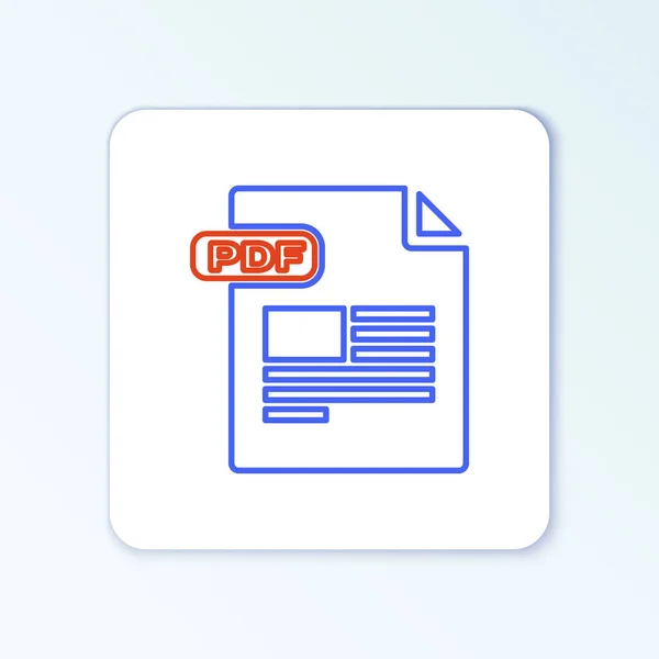 Documento de archivo PDF de línea. Descargar icono del botón pdf aislado sobre fondo blanco. Símbolo archivo PDF. Concepto de esquema colorido. Vector —  Fotos de Stock