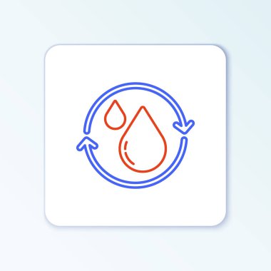 Beyaz arkaplanda izole edilmiş temiz su simgesini geri dönüştür. İşaret geri dönüşümlü bir damla su. Renkli taslak konsepti. Vektör