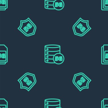 Hat Server 5G ağını, koruyucu kalkanı ve Sim Card 'ı pürüzsüz desene ayarlayın. Vektör