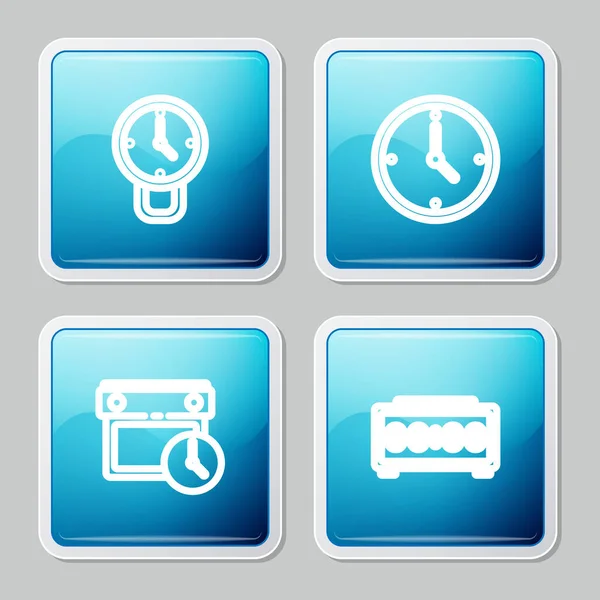 Establecer línea de reloj,, Calendario y reloj y el icono de alarma digital. Vector — Vector de stock