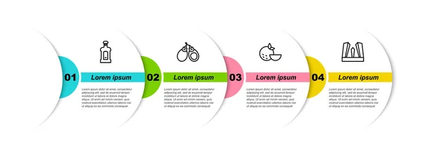 Set line Orujo, Castanets, Orangenfrüchte und Tor von Europa. Geschäftsinfografische Vorlage. Vektor — Stockvektor