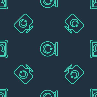 Yıldız ve hilal çizgisini ayarlayın, ve Hristiyan ikonu kusursuz desende. Vektör