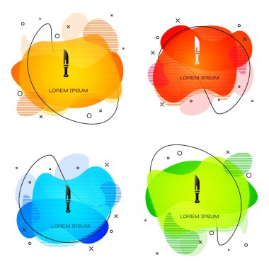 Siyah Avcı bıçak ikonu beyaz arka planda izole edildi. Ordu bıçağı. Sıvı şekilli soyut pankart. Vektör