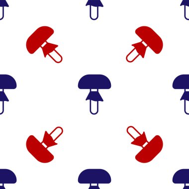 Mavi ve kırmızı mantar ikonu beyaz arka planda izole edilmiş pürüzsüz desen. Vektör