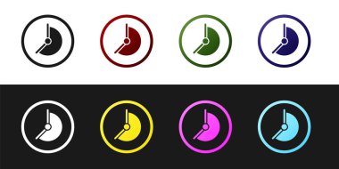 Saat simgesini siyah ve beyaz arkaplanda izole et. Zaman sembolü. Vektör