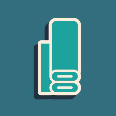 Yeşil Hint kumaş ikonu yeşil arka planda izole edilmiş. Yuvarlan, paspas, halı, halı, halı ya da kağıt rulo ikonu. Uzun gölge tarzı. Vektör