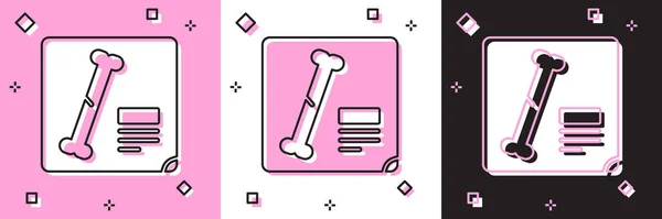 Conjunto de rayos X tiros icono aislado en rosa y blanco, fondo negro. Ilustración vectorial — Vector de stock