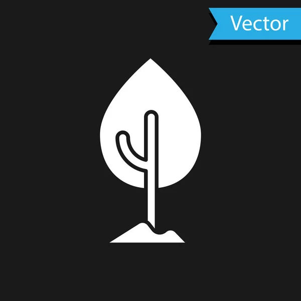 Icona Albero Bianco isolata su sfondo nero. Simbolo della foresta. Vettore — Vettoriale Stock
