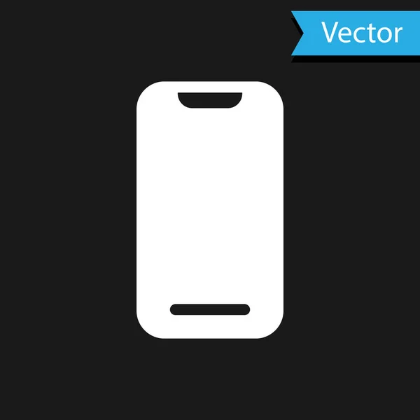 Weißes Smartphone, Handy-Symbol isoliert auf schwarzem Hintergrund. Vektor — Stockvektor