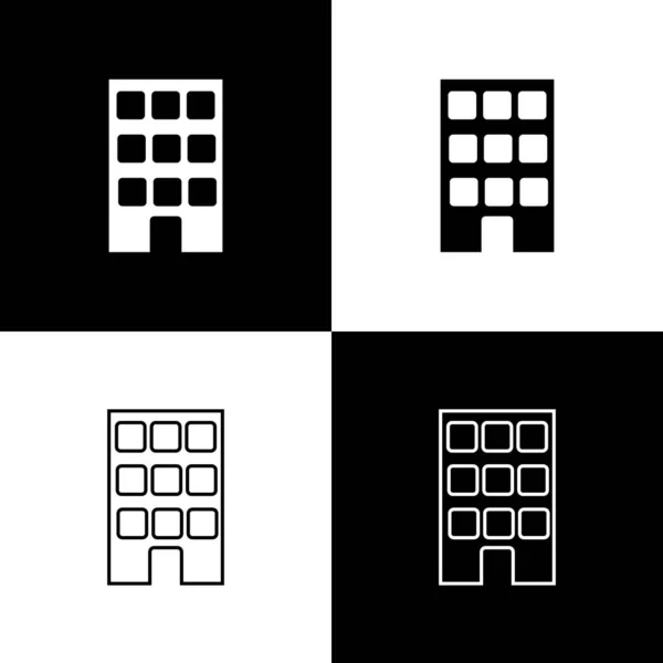 Definir ícone da casa isolado no fundo preto e branco. Símbolo. Vetor — Vetor de Stock