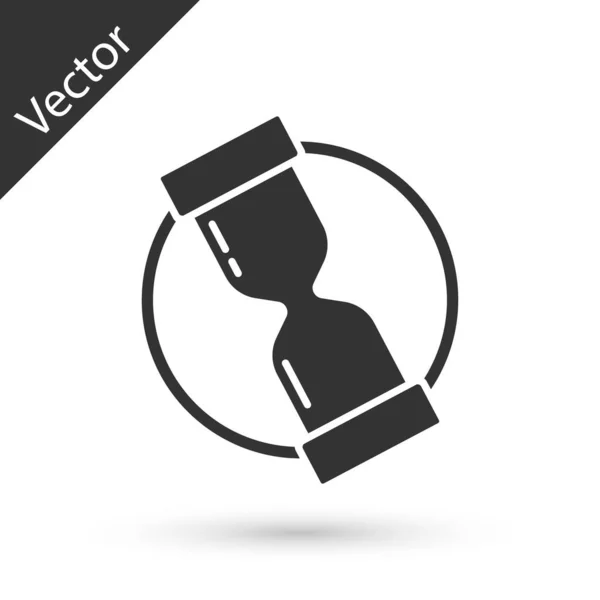 Reloj de arena gris viejo con icono de arena que fluye aislado sobre fondo blanco. Señal de reloj de arena. Concepto de negocio y gestión del tiempo. Vector — Vector de stock