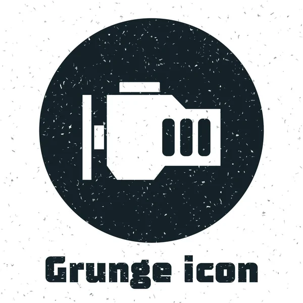 Grunge Controleer motor pictogram geïsoleerd op witte achtergrond. Monochrome vintage tekening. Vector — Stockvector