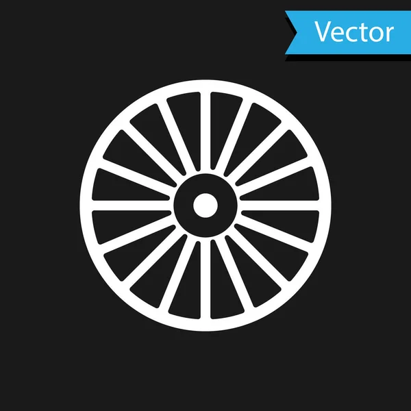 White Alloy wheel for a car icon isolated on black background. Vector — Stock Vector