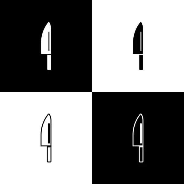 Nastavit ikonu nože izolovanou na černobílém pozadí. Symbol příboru. Vektor — Stockový vektor
