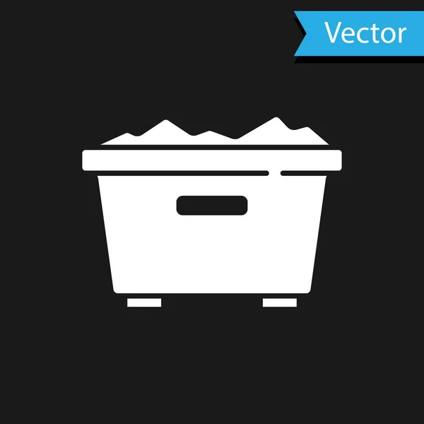 Значок "Белая корзина" выделен на черном фоне. Знак мусорного бака. Reycle basket icon. Значок офисного мусора. Вектор — стоковый вектор