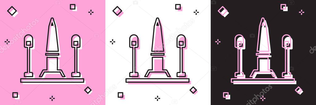 Set Place De La Concorde in Paris, France icon isolated on pink and white, black background. Vector