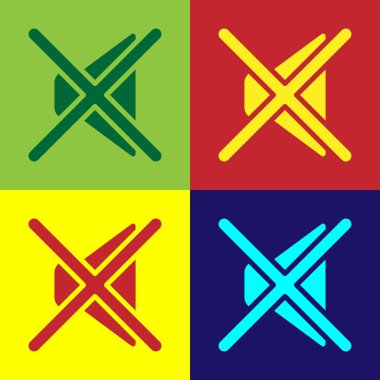 Pop Art Speaker dilsiz simgesi renk arkaplanında izole edildi. Ses simgesi yok. Ses Kapalı sembolü. Vektör