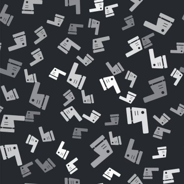 Gri elektrikli zımpara ikonu siyah arkaplandaki kusursuz deseni izole etti. Yörünge zımpara makinesi. Zemin ve ahşap zımpara kağıdı için. Vektör