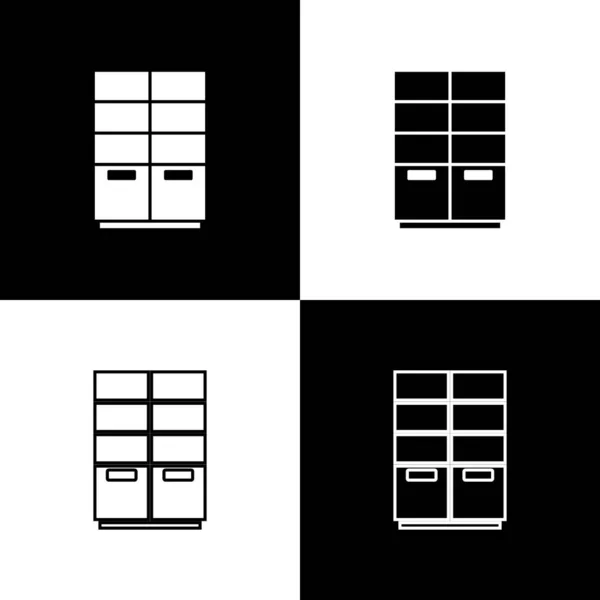 Setzen Sie das Garderobensymbol isoliert auf schwarzem und weißem Hintergrund. Vektor — Stockvektor