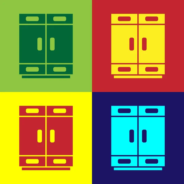 Pop Art Kleiderschrank-Symbol isoliert auf farbigem Hintergrund. Vektor — Stockvektor