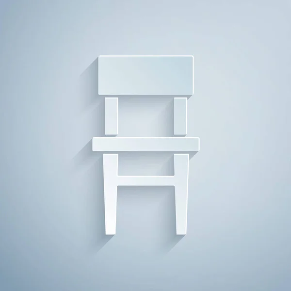 剪纸椅子图标孤立在灰色背景.造纸艺术风格。B.病媒 — 图库矢量图片