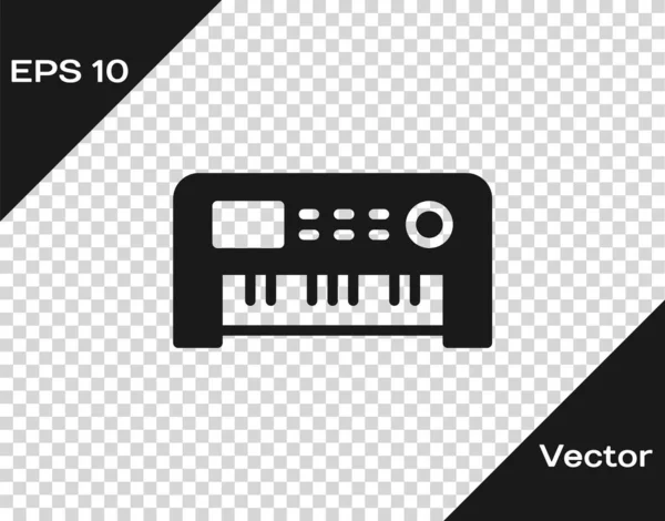 Sort musik synthesizer ikon isoleret på gennemsigtig baggrund. Elektronisk klaver. Vektor – Stock-vektor