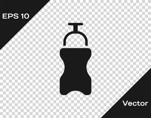 Schwarze Sportflasche mit Wassersymbol isoliert auf transparentem Hintergrund. Vektor — Stockvektor