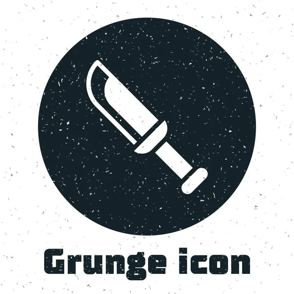 Grunge Militair mes icoon geïsoleerd op witte achtergrond. Monochrome vintage tekening. Vector — Stockvector