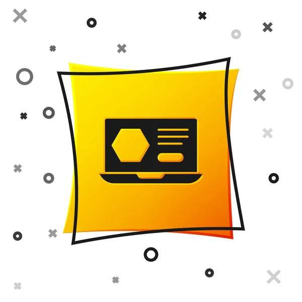 Black Honey on-line služba nebo platforma ikona izolované na bílém pozadí. Venkovský ekologický produkt. Online obchod. Žlutý knoflík. Vektor — Stockový vektor