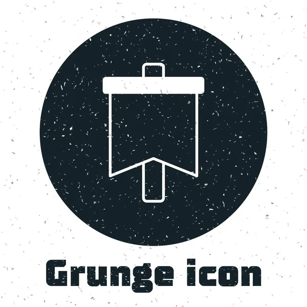 Grunge Flag Ikone isoliert auf weißem Hintergrund. Sieg, Sieg und Sieg über Widrigkeiten. Monochrome Vintage-Zeichnung. Vektor — Stockvektor