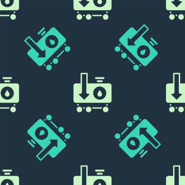 Ham petrol fiyat simgesinde yeşil ve bej rengi düşüş mavi arkaplandaki pürüzsüz deseni izole etti. Petrol endüstrisi krizi konsepti. Vektör