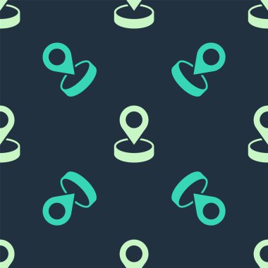 Yeşil ve bej Harita iğne simgesi mavi arkaplandaki pürüzsüz deseni izole etti. Navigasyon, işaret, konum, harita, GPS, yön, yer, pusula, arama konsepti. Vektör