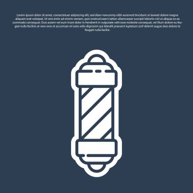 Mavi çizgi klasik berber dükkânı ikonu mavi arka planda izole edildi. Berber dükkanı direği sembolü. Vektör İllüstrasyonu