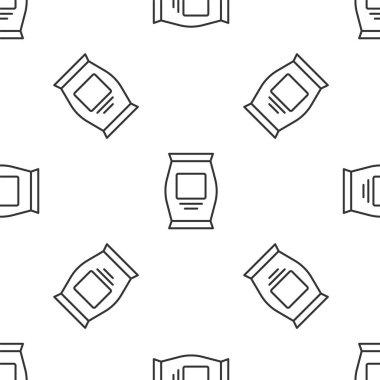 Gri çizgi gübre torbası ikonu beyaz arka planda izole edilmiş pürüzsüz desen. Vektör