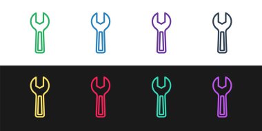 Çizgi anahtarı simgesini siyah ve beyaz arkaplanda izole et. Vektör