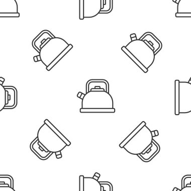 Gri çizgili Kettle, beyaz arka planda izole edilmiş ikon izlerine sahip. Çaydanlık ikonu. Vektör