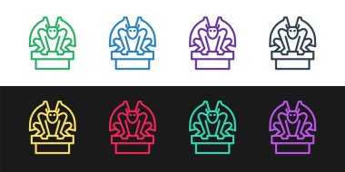 Gargoyle çizgisini siyah ve beyaz arkaplanda izole edilmiş kaide simgesine ayarla. Vektör