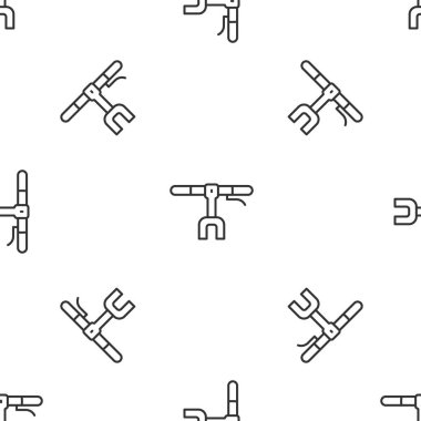 Gri çizgi bisiklet gidon simgesi beyaz arka planda izole edilmiş pürüzsüz desen. Vektör