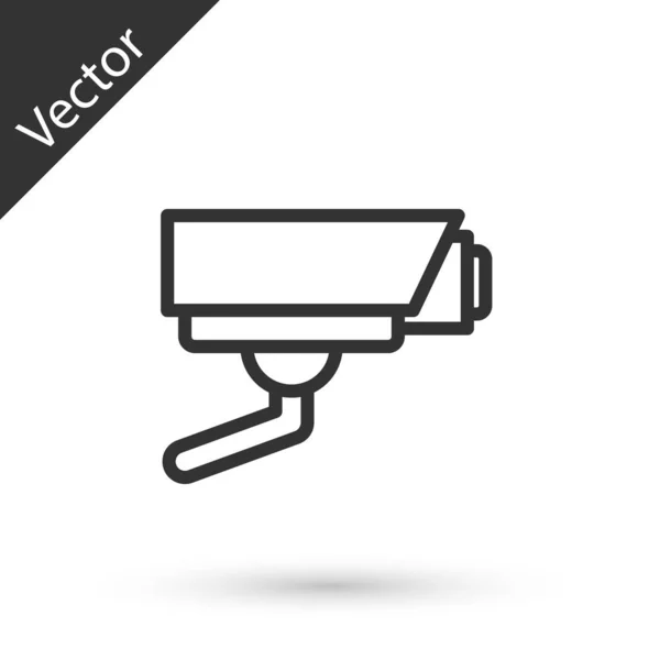 Línea gris Icono de cámara de seguridad aislado sobre fondo blanco. Vector — Vector de stock