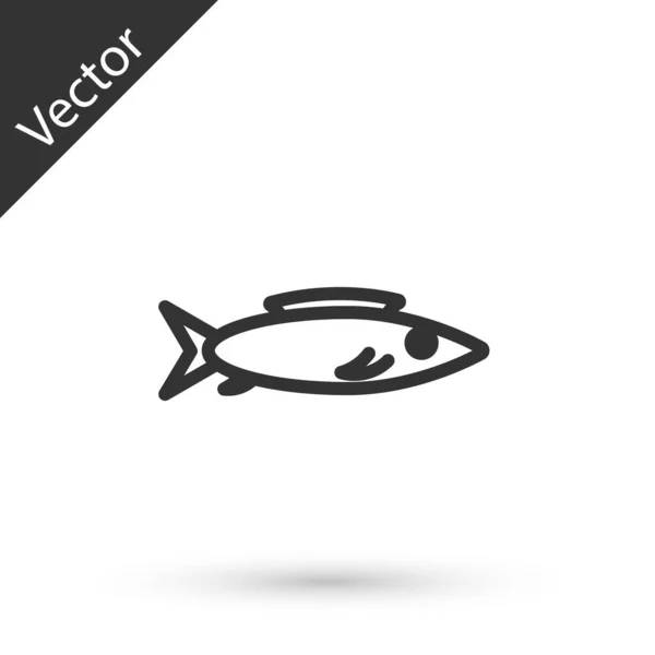 Línea gris Icono de pescado aislado sobre fondo blanco. Vector. — Vector de stock